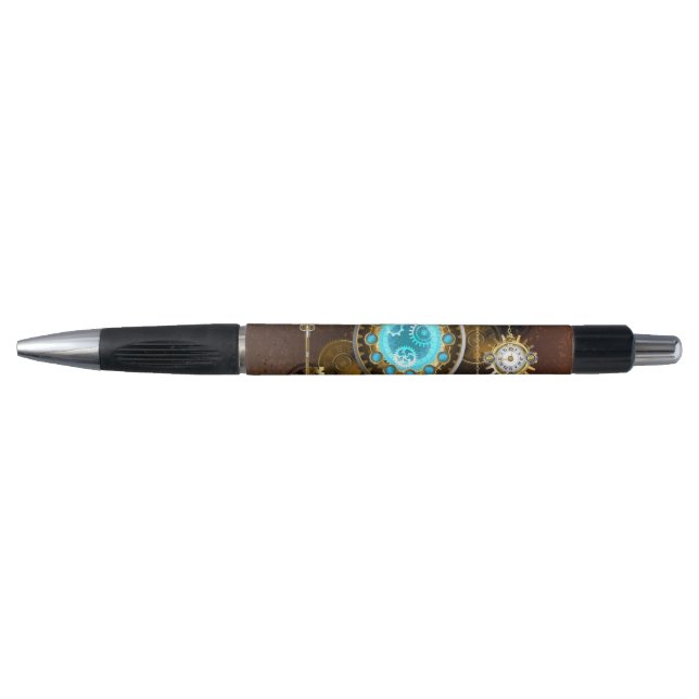 Steampunk Rusty Background with Turquoise Lenses Pen (Front)
