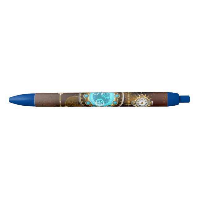 Steampunk Rusty Background with Turquoise Lenses Pen (Front)