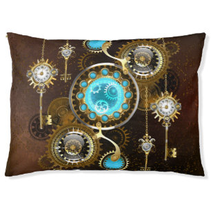 Steampunk Rusty Background with Turquoise Lenses Pet Bed