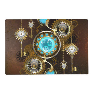 Steampunk Rusty Background with Turquoise Lenses Placemat