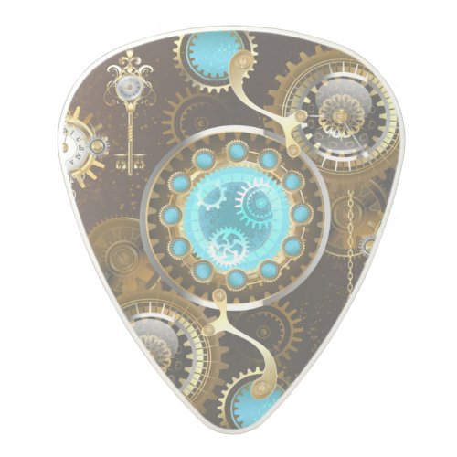 Steampunk Rusty Background with Turquoise Lenses Polycarbonate Guitar Pick