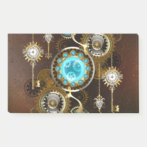 Steampunk Rusty Background with Turquoise Lenses Post_it Notes