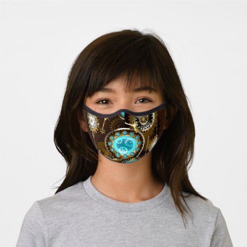 Steampunk Rusty Background with Turquoise Lenses Premium Face Mask