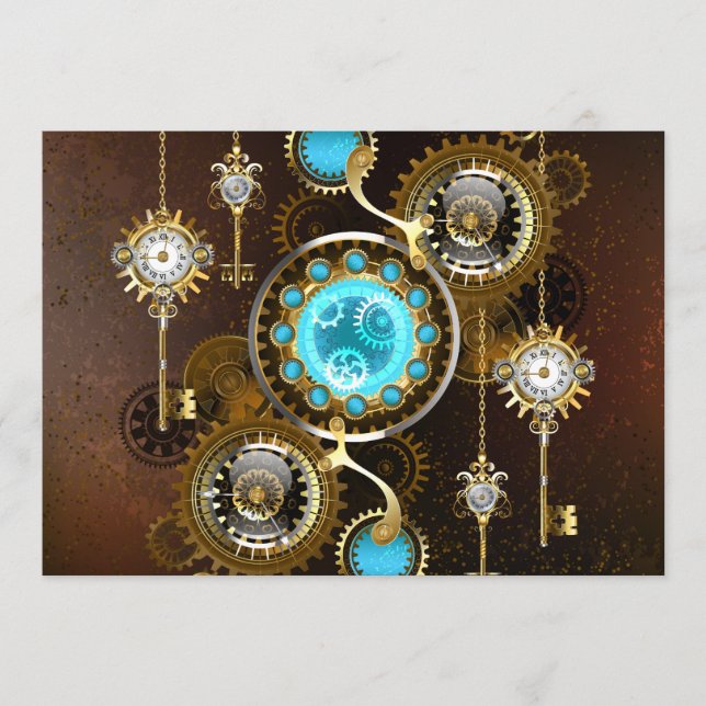 Steampunk Rusty Background with Turquoise Lenses Program (Front)