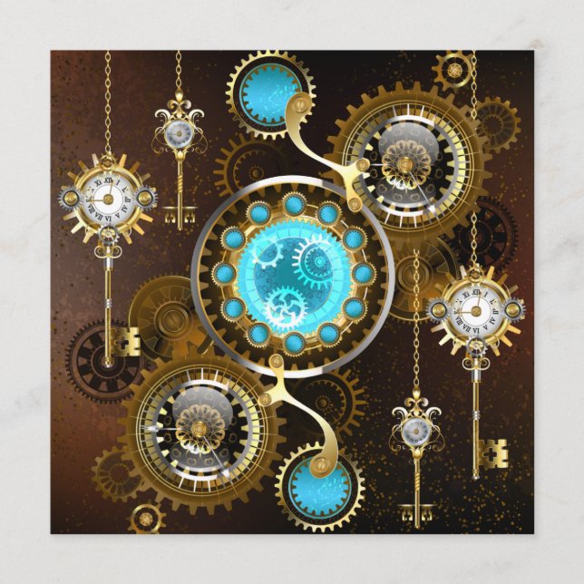 Steampunk Rusty Background with Turquoise Lenses Program (Front)