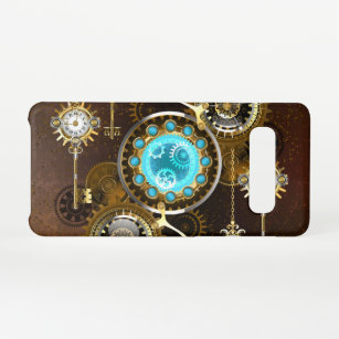 Steampunk Rusty Background with Turquoise Lenses Samsung Galaxy S10 Case