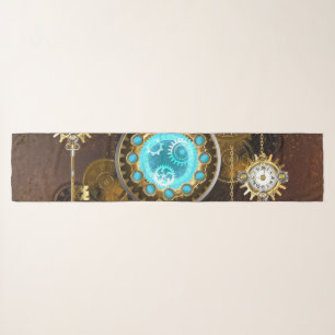 Steampunk Rusty Background with Turquoise Lenses Scarf