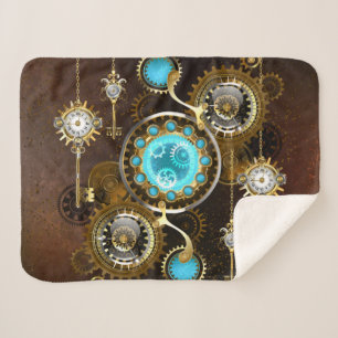Steampunk Rusty Background with Turquoise Lenses Sherpa Blanket