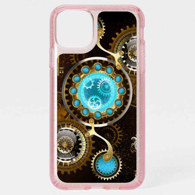 Steampunk Rusty Background with Turquoise Lenses Speck iPhone 11 Pro Max Case (Front)