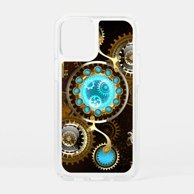 Steampunk Rusty Background with Turquoise Lenses Speck iPhone 12 Mini Case (Front)