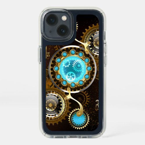 Steampunk Rusty Background with Turquoise Lenses Speck iPhone 13 Case