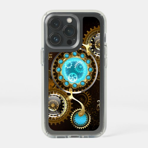 Steampunk Rusty Background with Turquoise Lenses Speck iPhone 13 Pro Case