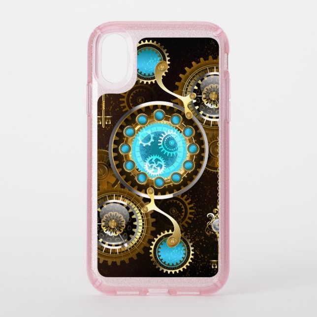 Steampunk Rusty Background with Turquoise Lenses Speck iPhone XR Case (Front)