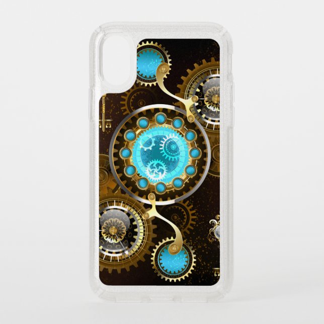 Steampunk Rusty Background with Turquoise Lenses Speck iPhone XS Case (Front)