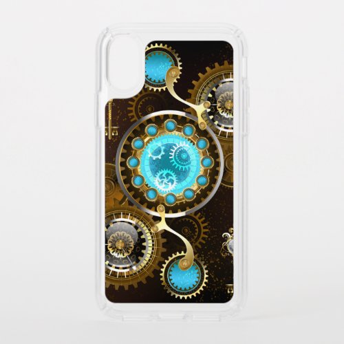 Steampunk Rusty Background with Turquoise Lenses Speck iPhone XS Case