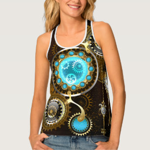 Steampunk Rusty Background with Turquoise Lenses Tank Top