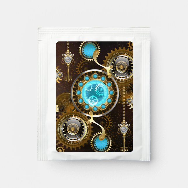 Steampunk Rusty Background with Turquoise Lenses Tea Bag Drink Mix (Front)