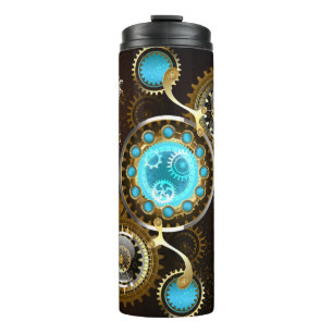 Steampunk Rusty Background with Turquoise Lenses Thermal Tumbler
