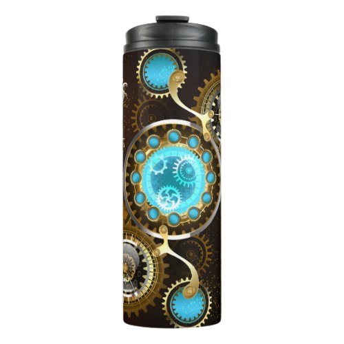 Steampunk Rusty Background with Turquoise Lenses Thermal Tumbler