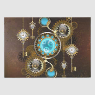 Steampunk Rusty Background with Turquoise Lenses Tissue Paper