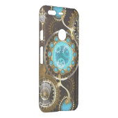 Steampunk Rusty Background with Turquoise Lenses Uncommon Google Pixel Case (Back/Right)