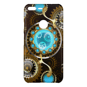 Steampunk Rusty Background with Turquoise Lenses Uncommon Google Pixel XL Case