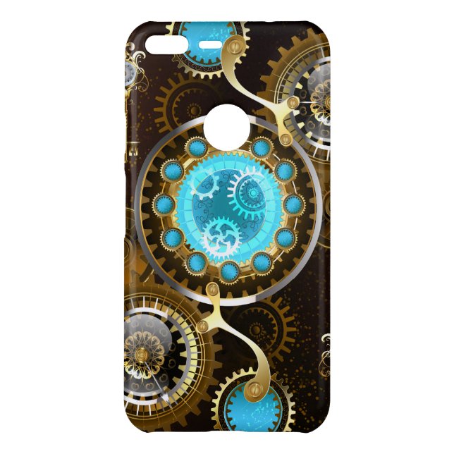 Steampunk Rusty Background with Turquoise Lenses Uncommon Google Pixel XL Case (Back)