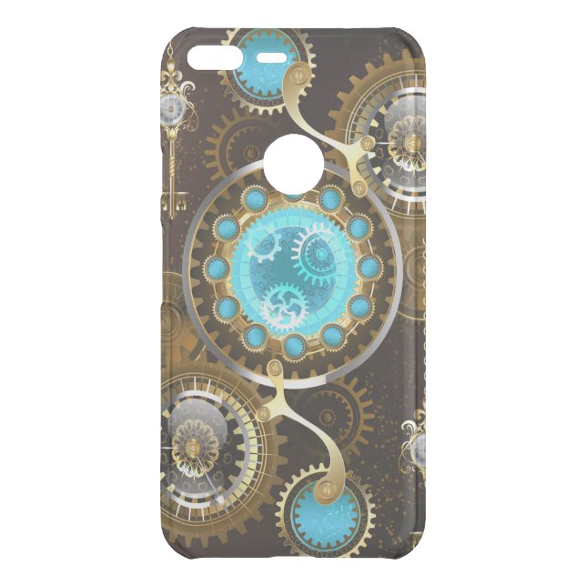 Steampunk Rusty Background with Turquoise Lenses Uncommon Google Pixel XL Case (Back)