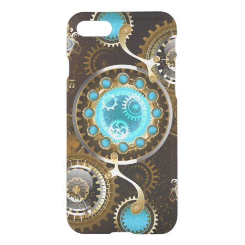 Steampunk Rusty Background with Turquoise Lenses iPhone SE87 Case