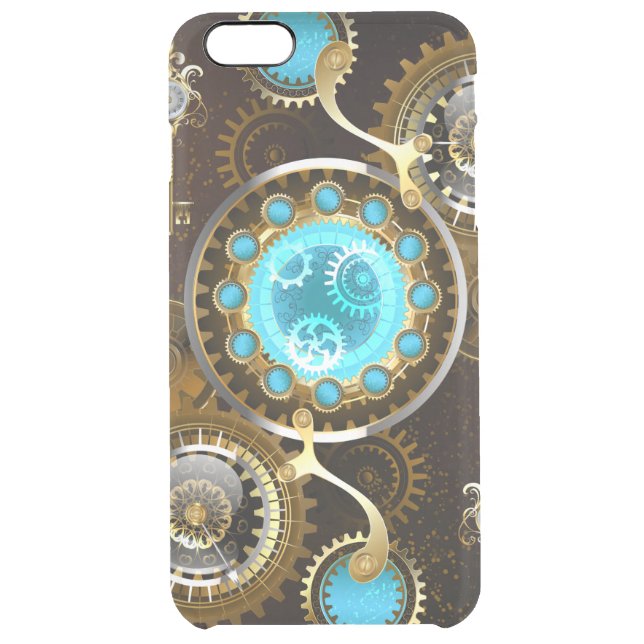 Steampunk Rusty Background with Turquoise Lenses Uncommon iPhone Case (Back)