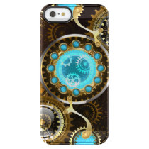 Steampunk Rusty Background with Turquoise Lenses Clear iPhone SE/5/5s Case