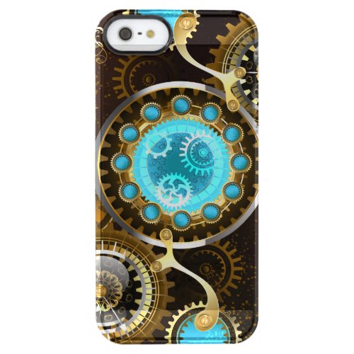 Steampunk Rusty Background with Turquoise Lenses Clear iPhone SE55s Case
