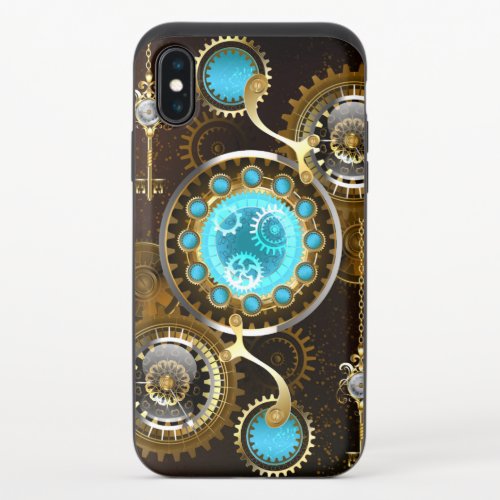 Steampunk Rusty Background with Turquoise Lenses iPhone XS Slider Case