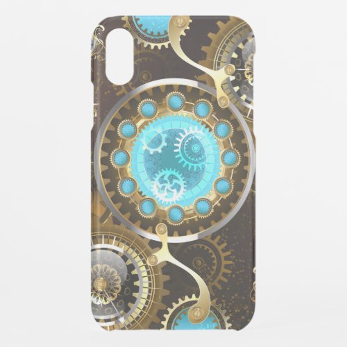 Steampunk Rusty Background with Turquoise Lenses iPhone XR Case