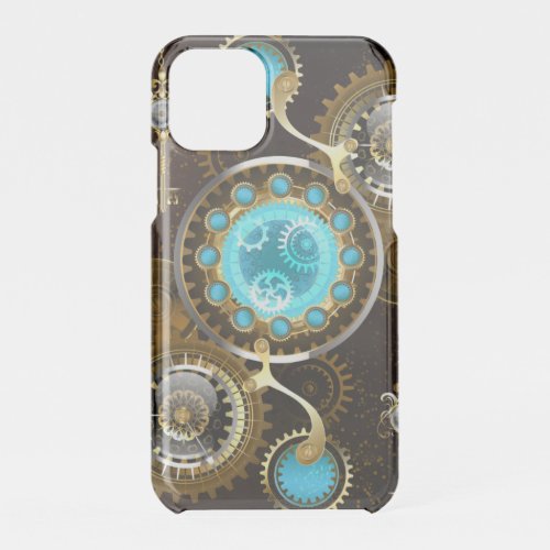 Steampunk Rusty Background with Turquoise Lenses iPhone 11 Pro Case
