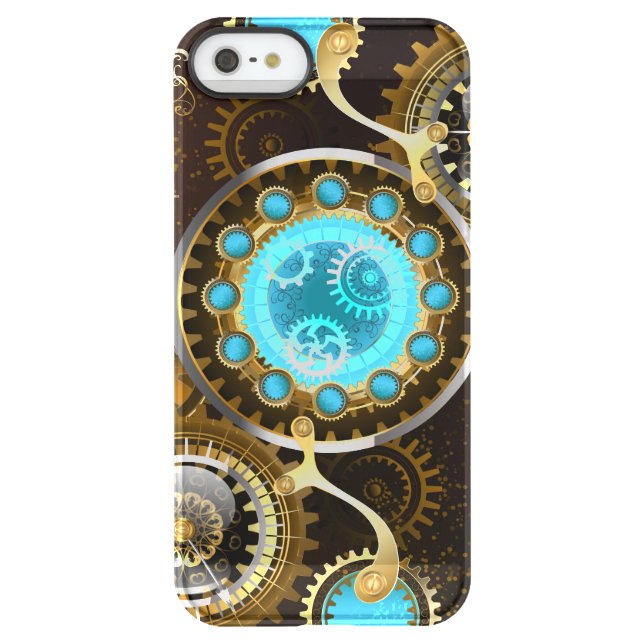 Steampunk Rusty Background with Turquoise Lenses Uncommon iPhone Case (Back)