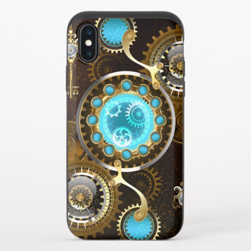 Steampunk Rusty Background with Turquoise Lenses iPhone X Slider Case