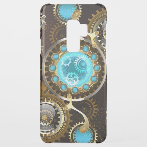 Steampunk Rusty Background with Turquoise Lenses Uncommon Samsung Galaxy S9 Plus Case