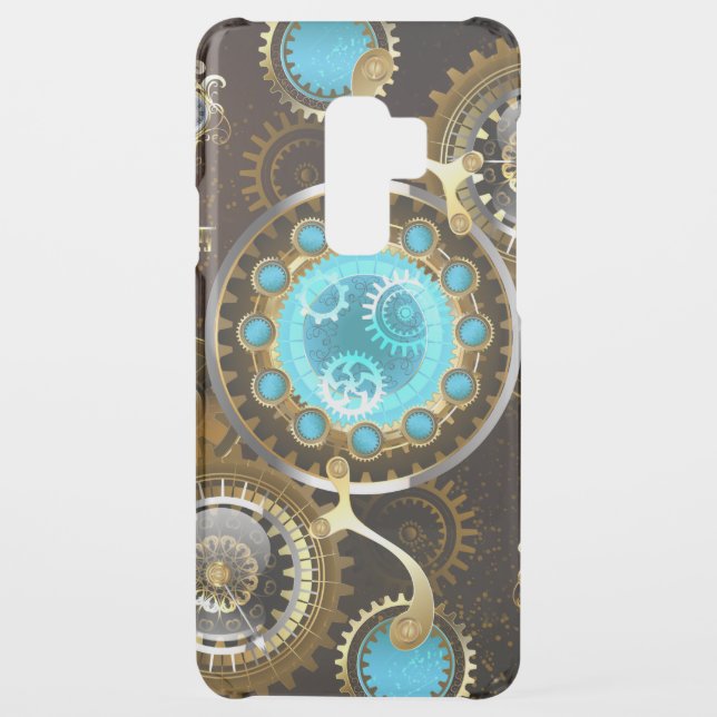 Steampunk Rusty Background with Turquoise Lenses Uncommon Samsung Galaxy Case (Back)