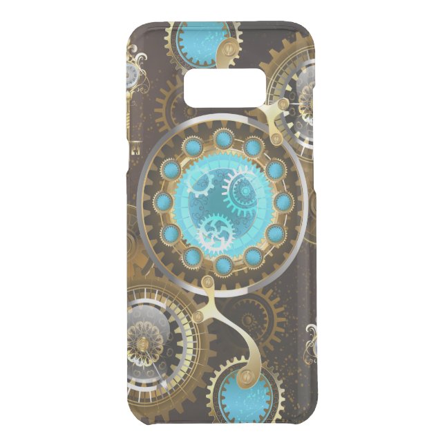 Steampunk Rusty Background with Turquoise Lenses Uncommon Samsung Galaxy Case (Back)