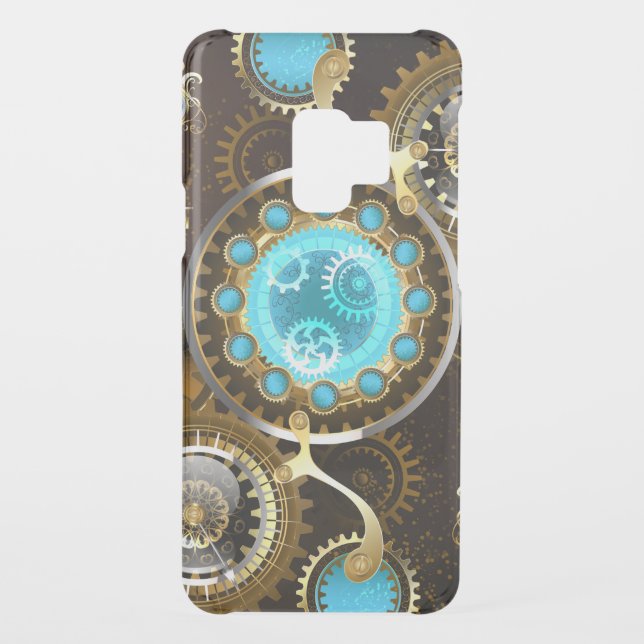 Steampunk Rusty Background with Turquoise Lenses Uncommon Samsung Galaxy Case (Back)