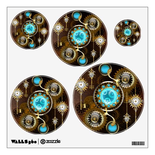 Steampunk Rusty Background with Turquoise Lenses Wall Decal