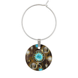 Steampunk Rusty Background with Turquoise Lenses Wine Charm