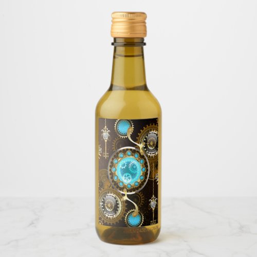 Steampunk Rusty Background with Turquoise Lenses Wine Label