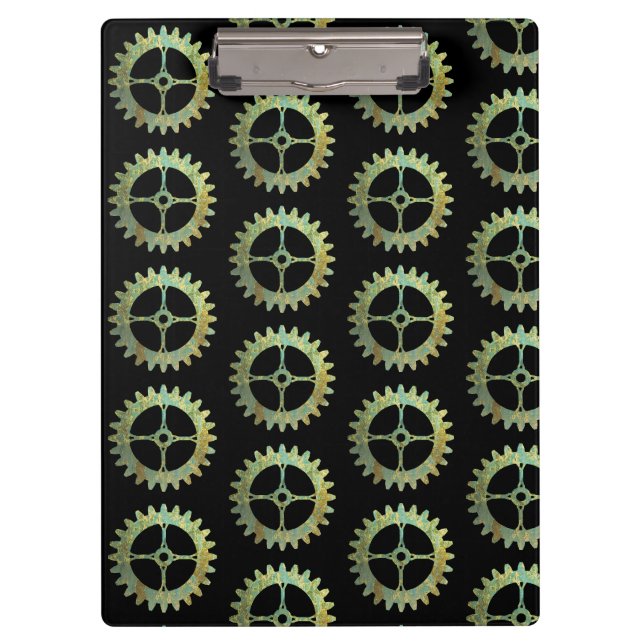 Steampunk Rusty Clockwork Gears Clipboard (Front)