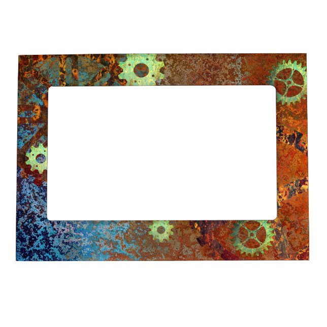 Steampunk Rusty Clockwork Gears  Magnetic Frame (Front)