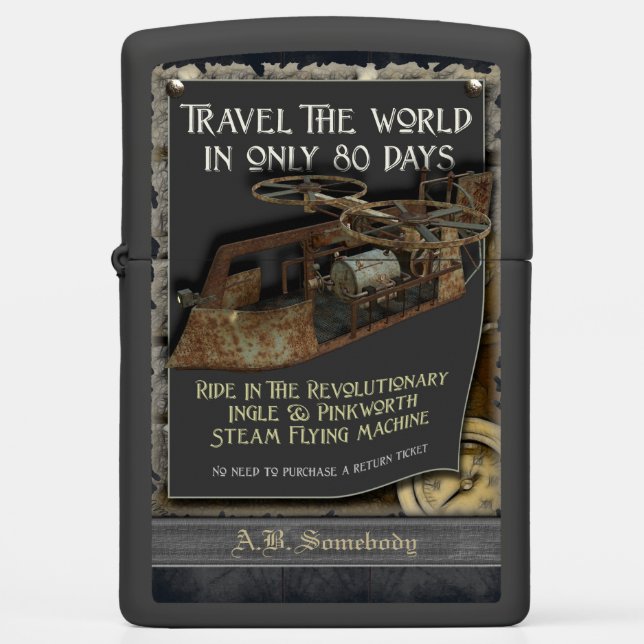 Steampunk Rusty Flying Machine Travel Poster Zippo Lighter (Front)