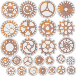 Steampunk Rusty Gear Assortment Sticker
