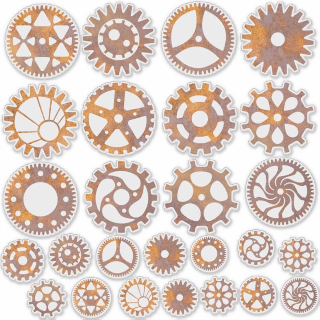 Steampunk Rusty Gear Assortment Sticker (Front)