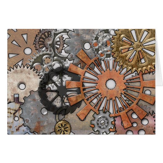 STEAMPUNK RUSTY GEARS CARDS (Front Horizontal)